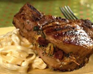 grilled stuffed pork chop